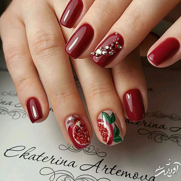 طراحی ناخن انار طرح ناخن یلدایی جدید طرح ناخن شب یلدا ساده طرح ناخن زمستانی طراحی ناخن شب یلدا انار ناخن شب یلدا دخترانه  طرح ناخن کریسمس xvhpd khok hkhv